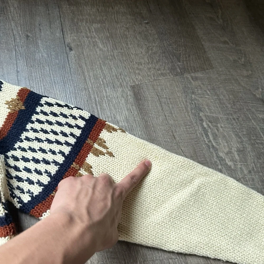 VTG GAP Sweater Mens Small Cream Brown Striped‎ Crewneck Pullover Nomadic  Y2K